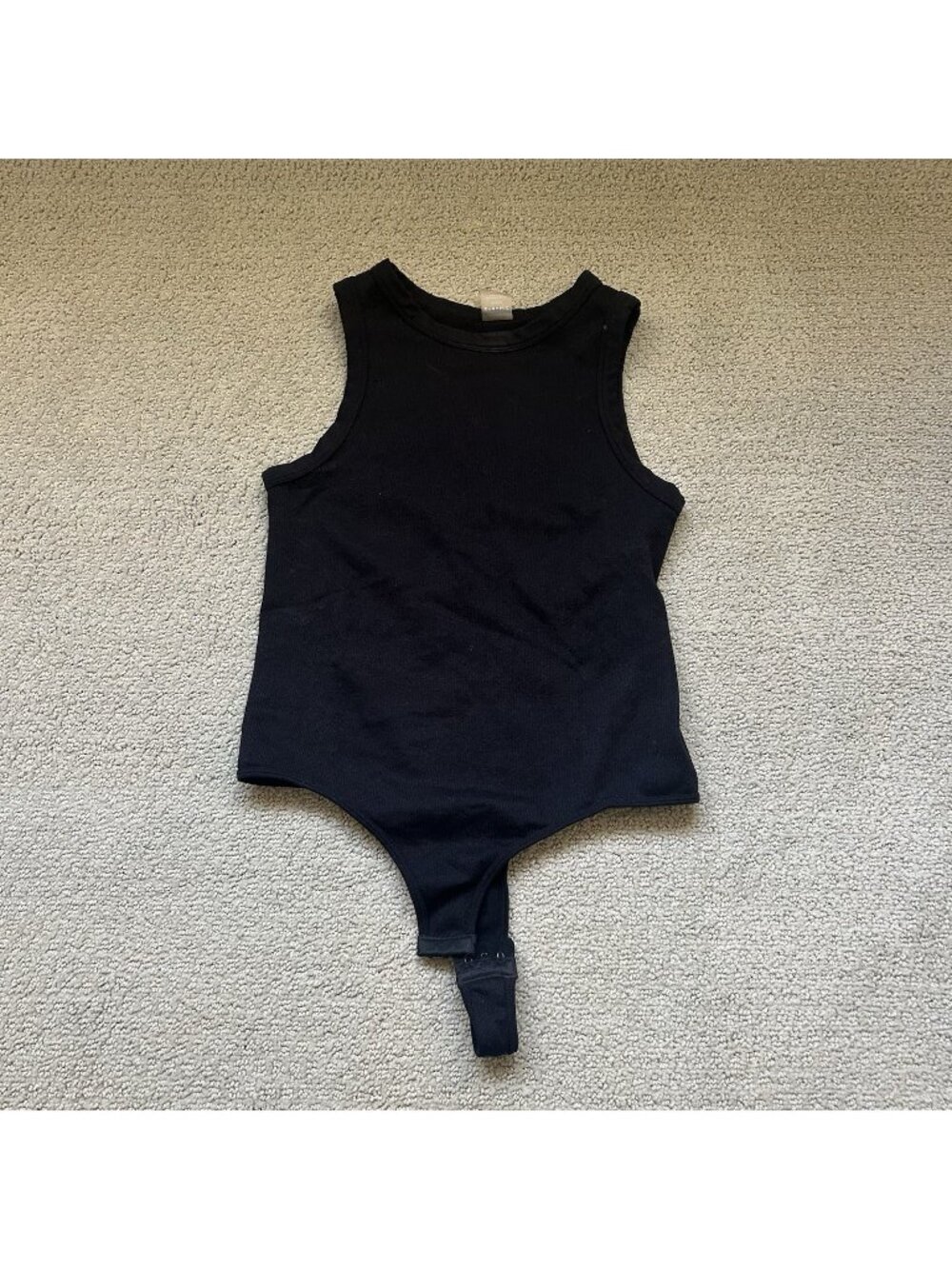 Dynamic Ribbed Sleeveless Crew Neck Bodysuit One Size Womens Black Snap OS